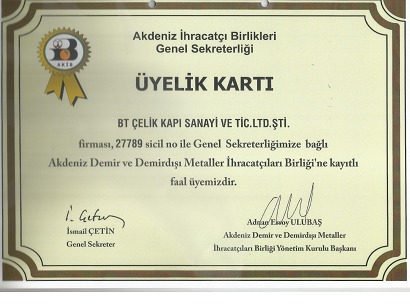İhracatçı Birliği Üyelik Belgesi